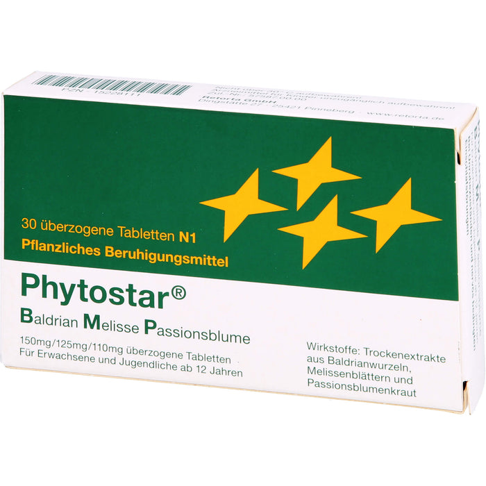 Phytostar Baldrian Melisse Passionsblume 150/125/110mg Tabletten pflanzliches Beruhigungsmittel, 30 pcs. Tablets
