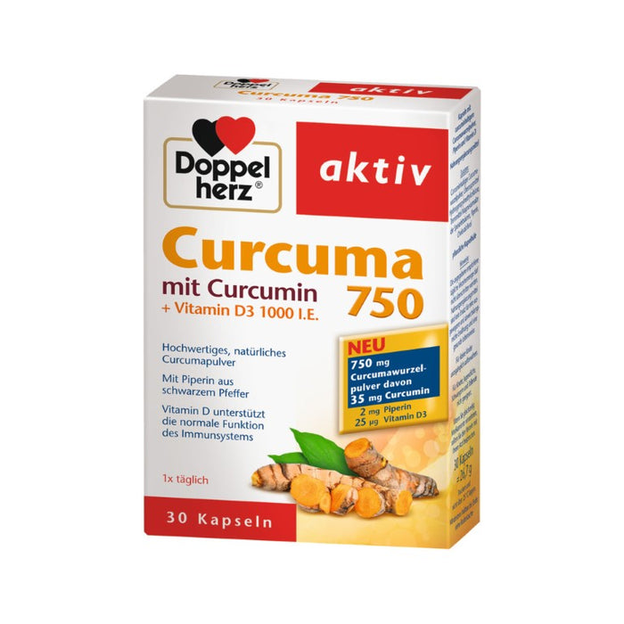 Doppelherz aktiv Curcuma 750 Kapseln unterstützt die normale Funktion des Immunsystems, 30 St. Kapseln