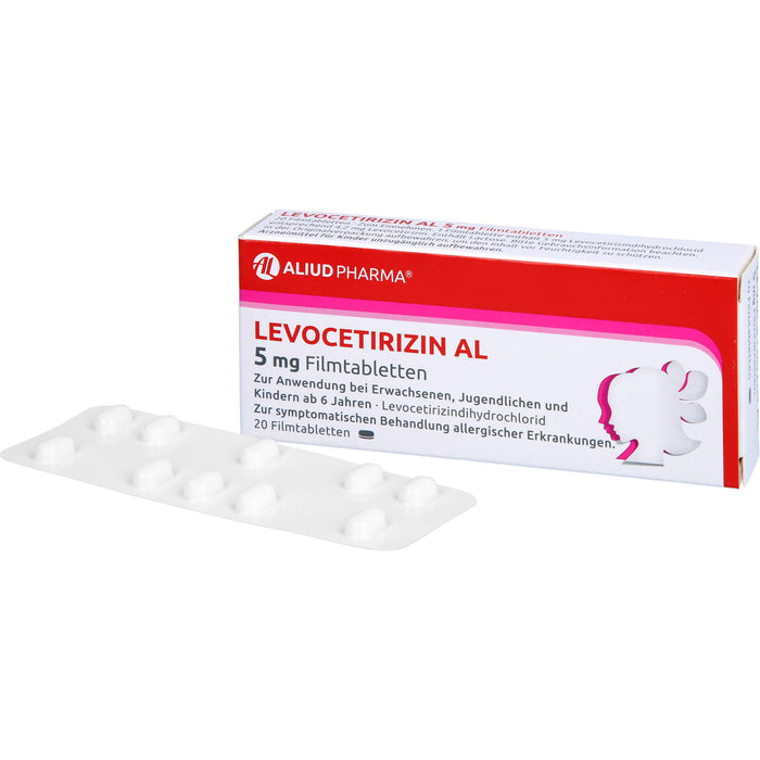 ALIUD PHARMA Levocetirizin AL 5 mg Filmtabletten bei Heuschnupfen, 20 pc Tablettes