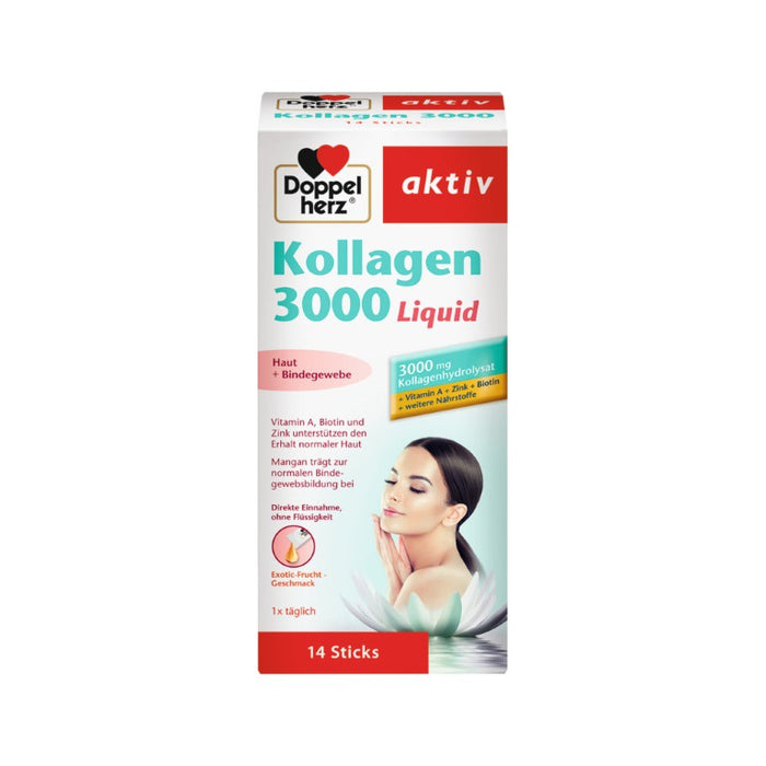 Doppelherz aktiv Kollagen 3000 Liquid Sticks für die Haut und das Bindegewebe, 14 St. Sticks