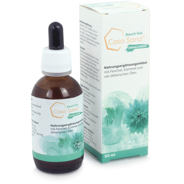 Casa Sana Bauch Gut Lösung Pflanzenextrakte für einen entspannten Bauch für Erwachsene, 50 ml Solution