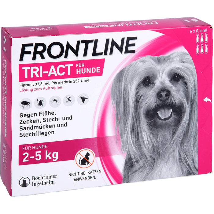 FRONTLINE TRI-ACT Lösung gegen Zecken, Flöhe und fliegende Insekten beim Hund (2-5kg), 6 pcs. Single dose containers