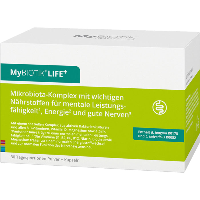 MyBiotik LIFE+ Kombipackung Pulver und Kapseln trägt zu einer normalen mentalen Leistungsfähigkeit bei, 30 St. Kombipackung