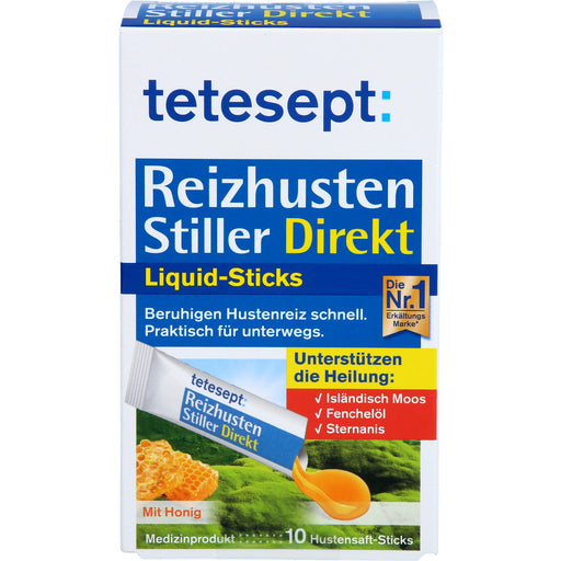 Tetesept Reizhusten Stiller Direkt Liquid Sticks beruhigen Hustenreiz, 10 St. Sticks
