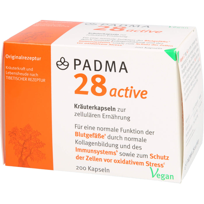 PADMA 28 active Kapseln für eine normale Funktion der Blutgefäße durch normale Kollagenbildung, 200 pcs. Capsules