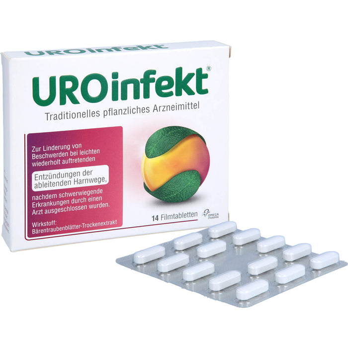 UROinfekt 864 mg Filmtabletten bei Entzündungen der ableitenden Harnwege, 14 pc Tablettes