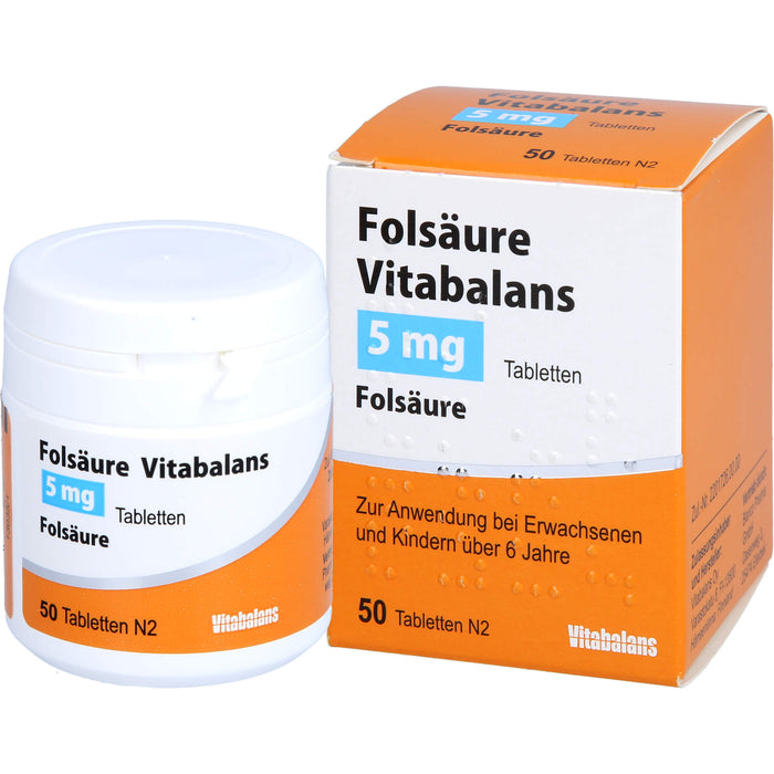 Vitabalans Folsäure 5 mg Tabletten, 50 St. Tabletten