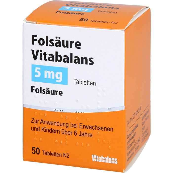 Vitabalans Folsäure 5 mg Tabletten, 50 St. Tabletten
