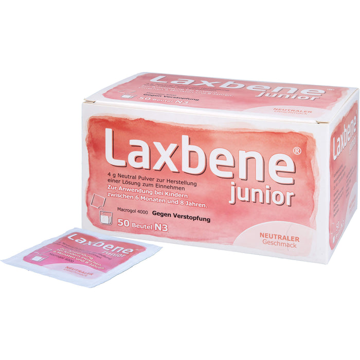 Laxbene Junior 4 g Neutral Pulver bei Kindern zwischen 6 Monaten und 8 Jahren gegen Verstopfung mit neutralem Geschmack, 50 pcs. Sachets