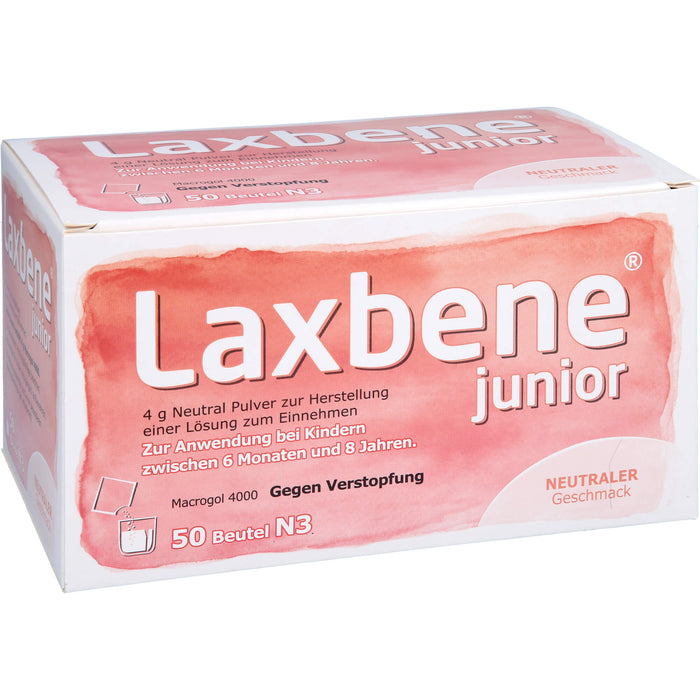 Laxbene Junior 4 g Neutral Pulver bei Kindern zwischen 6 Monaten und 8 Jahren gegen Verstopfung mit neutralem Geschmack, 50 pcs. Sachets