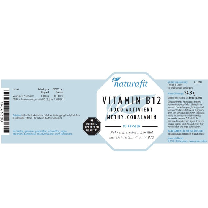 naturafit Vitamin B 12 Kapseln, 90 pc Capsules