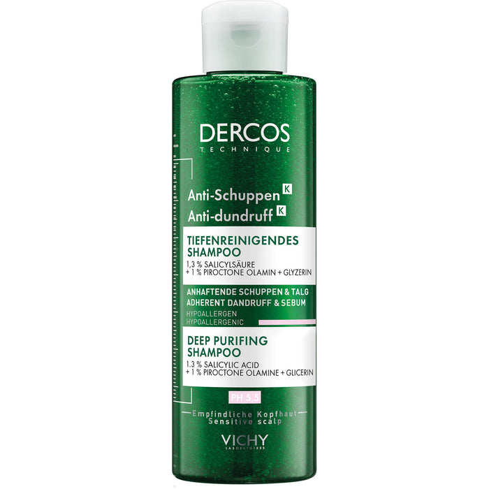 DERCOS Anti-Schuppen K tiefenreinigendes Shampoo Anti-Juckreiz gegen Nachfetten, 250 ml Shampoo