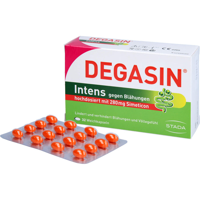 DEGASIN Intens 280 mg Kapseln gegen Blähungen und Völlegefühl, 32 pcs. Capsules