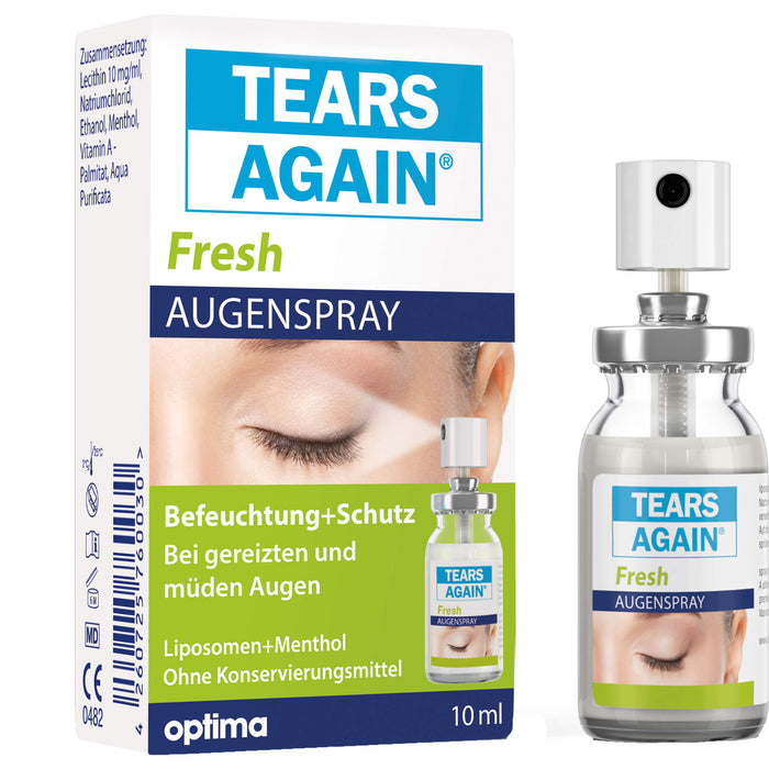 TEARS AGAIN Fresh Augenspray (ohne Konservierungsmittel) Befeuchtung und Schutz bei gereizten und müden Augen, 10 ml Solution