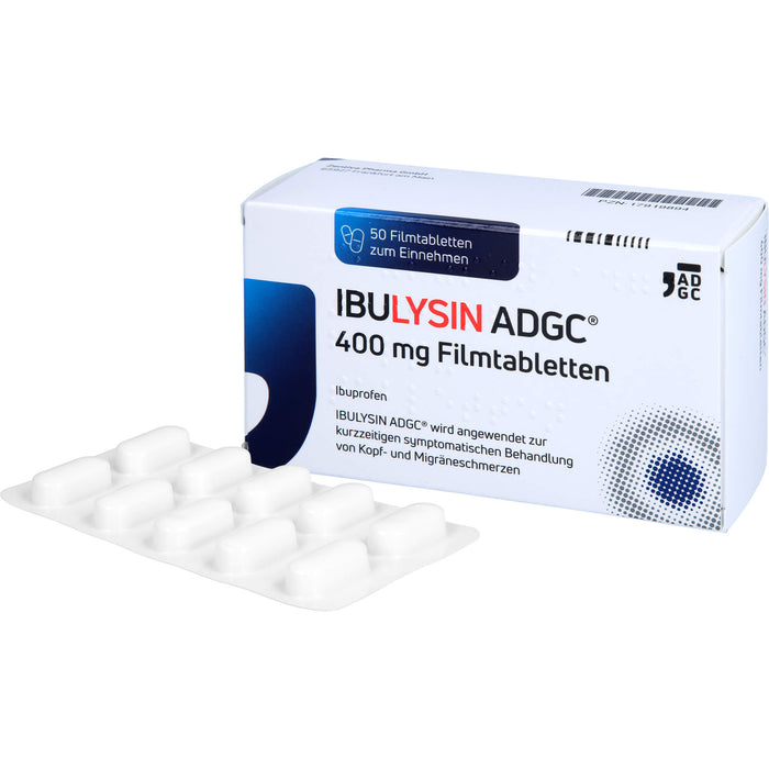 Ibulysin ADGC 400 mg Filmtabletten bei Schmerzen und Fieber, 50 pc Tablettes