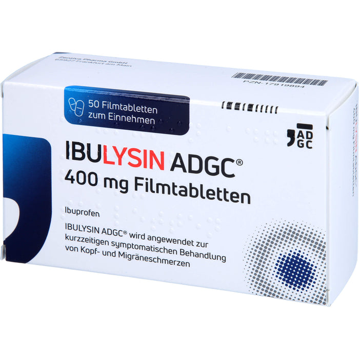Ibulysin ADGC 400 mg Filmtabletten bei Schmerzen und Fieber, 50 pc Tablettes