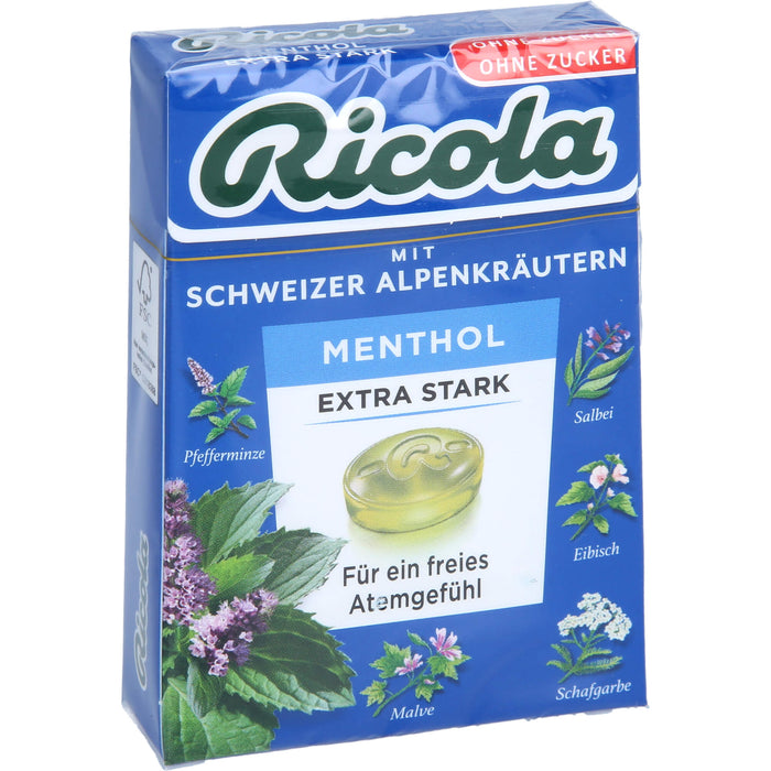 Ricola mit Schweizer Alpenkräutern Box Menthol extra stark ohne Zucker  für ein freies Atemgefühl, 50 g Candies