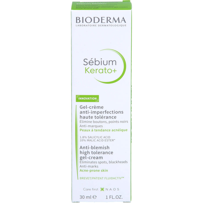 BIODERMA Sebium Kerato+ Gel-Crème Anti-Unreinheiten-Pflege bei unreiner bis zu Akne neigender Haut, 30 ml Creme