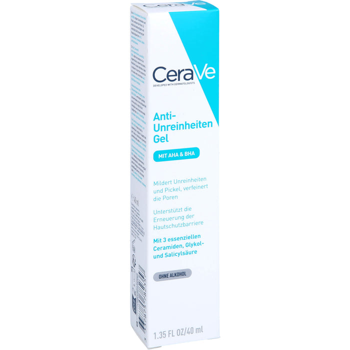 CeraVe Anti-Unreinheiten Gel mit AHA und BHA für unreine, zu Akne neigende Haut, 40 ml Gel
