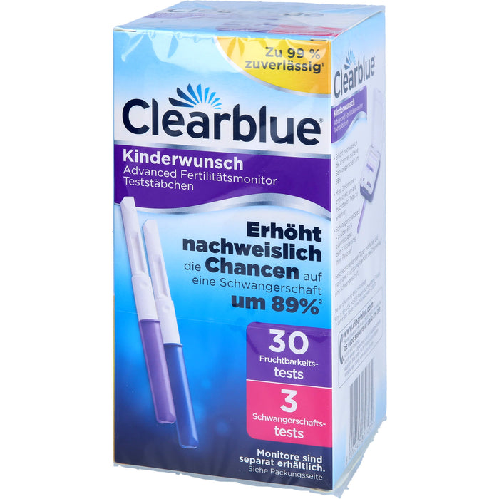 Clearblue Fertilitätsmonitor Teststäbchen zur Ermittlung des Fruchtbarkeitsstatuses, 33 pc Bandelettes réactives