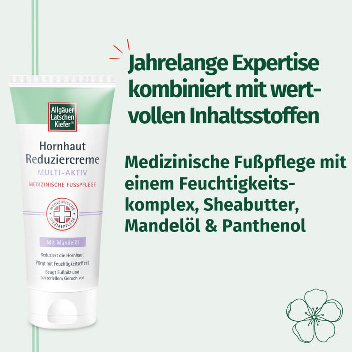 Allgäuer Latschenkiefer Hornhaut Reduziercreme Multi-Aktiv reduziert Hornhaut effektiv, beugt Fußpilz und bakteriellem Geruch vor, pflegt intensiv mit Feuchtigkeits-Effekt, 100 ml Cream