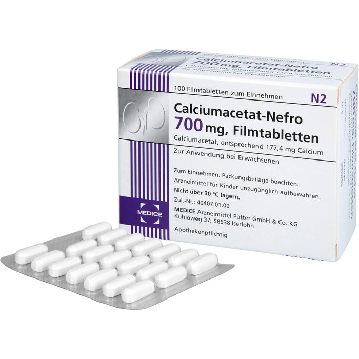 MEDICE Calciumacetat-Nefro 700 mg Filmtabletten, 100 pc Tablettes