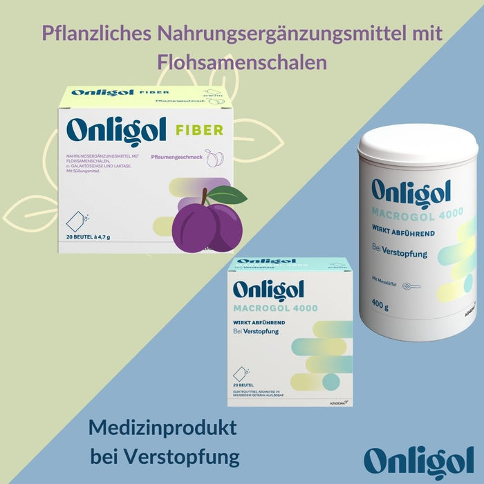 Onligol Fiber - für eine normale Verdauung und ausgewogene Ernährung mit Ballaststoffen, α-Galaktosidase & Laktase - pflanzlich & glutenfrei, 20 pc Sachets