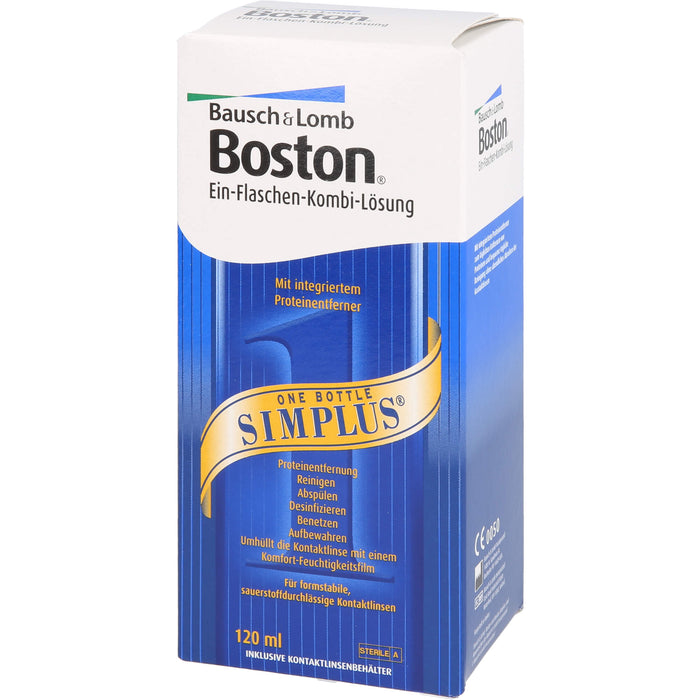 Boston Simplus Lösung mit integriertem Proteinentferner für alle harten Kontaktlinsen, 120 ml Lösung