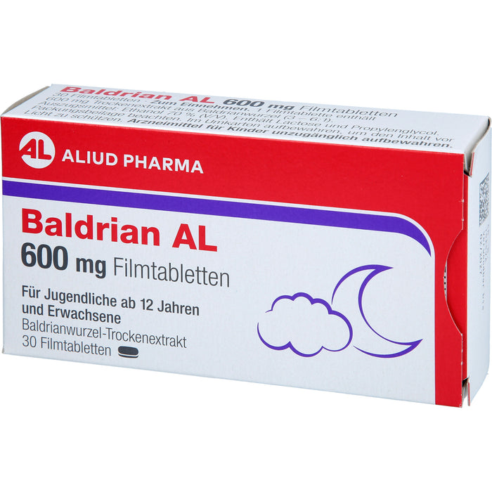 ALIUD PHARMA Baldrian AL 600 mg Filmtabletten zur Linderung von leichter nervöser Anspannung und Schlafstörungen, 30 pc Tablettes