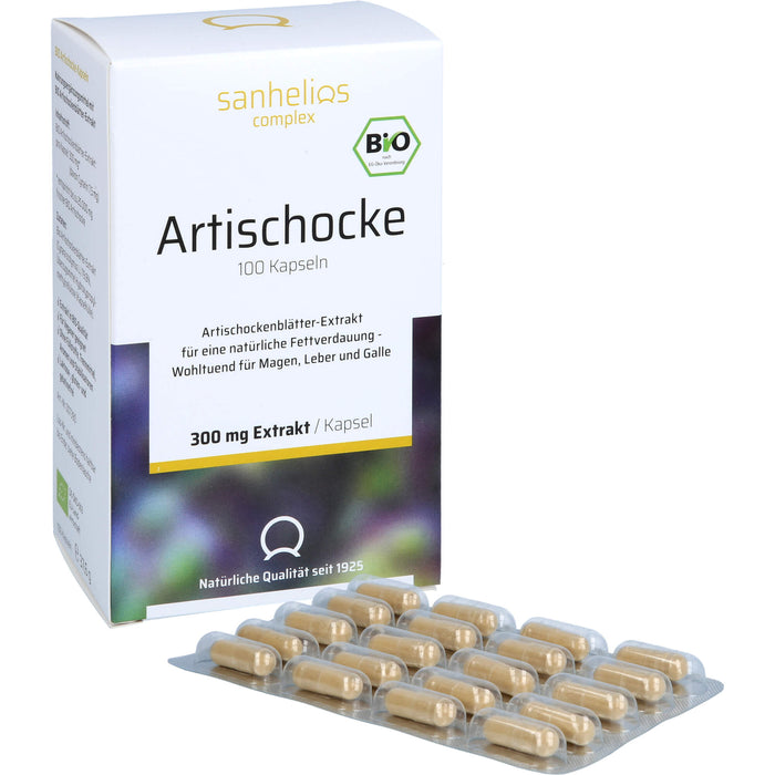 Sanhelios bio Artischocke Kapseln für eine natürliche Fettverdauung, 100 St. Kapseln