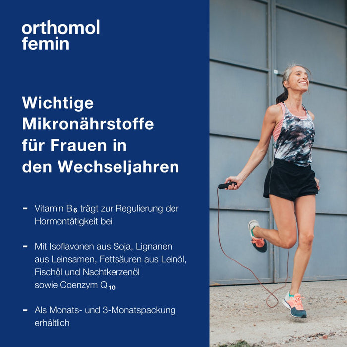 Orthomol Femin - Mikronährstoffe für Frauen in den Wechseljahren - mit Biotin, Selen, Zink, Nachtkerzenöl, Coenzym Q10, 30 St. Tagesportionen