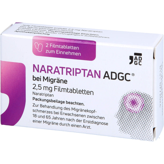 ADGC Naratriptan bei Migräne 2,5 mg Filmtabletten, 2 St. Tabletten