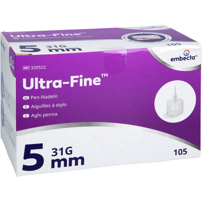 Embecta Ultra-Fine Pen-Nadeln 31G 0,25 x 5 mm, 105 St. Packung