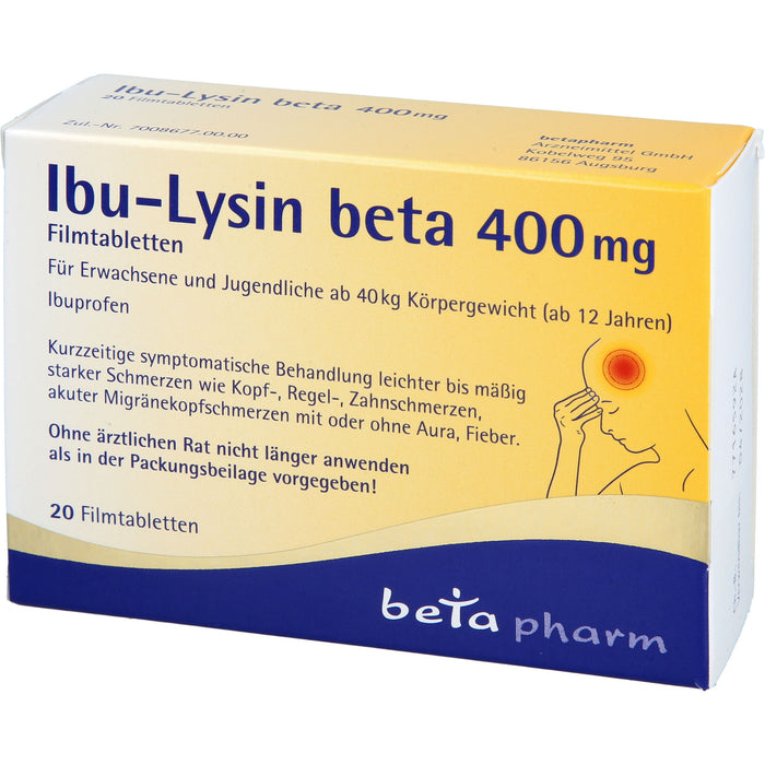 Ibu-Lysin beta 400 mg Filmtabletten, 20 St. Tabletten