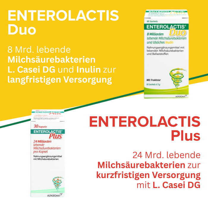 Enterolactis Duo - natürliche Versorgung der Darmflora und des Darmmikrobioms mit L. Casei DG & Inulin - laktosefrei & glutenfrei, 10 St. Beutel