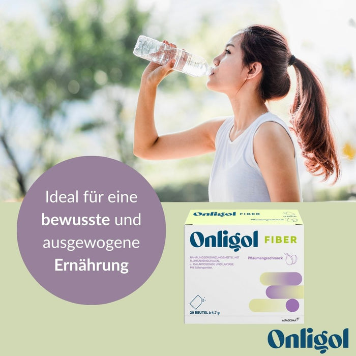 Onligol Fiber - für eine normale Verdauung und ausgewogene Ernährung mit Ballaststoffen, α-Galaktosidase & Laktase - pflanzlich & glutenfrei, 20 pc Sachets