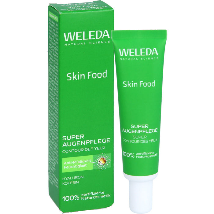 WELEDA Skin Food Super Augenpflege Creme mit Koffein und Hyaluronsäure, reduziert Augenringe und Schwellungen, 12 ml Cream