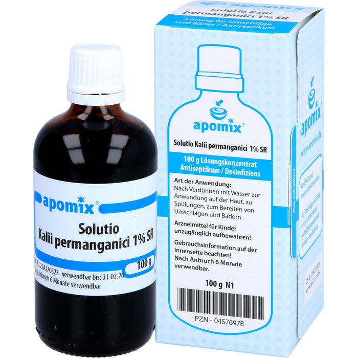Solutio Kalii permanganici 1% SR / Kaliumpermanganatlösung 1% SR, Lösungskonz. z. Anw. auf der Haut nach Verdünnen m. Wasser, 100 g Solution
