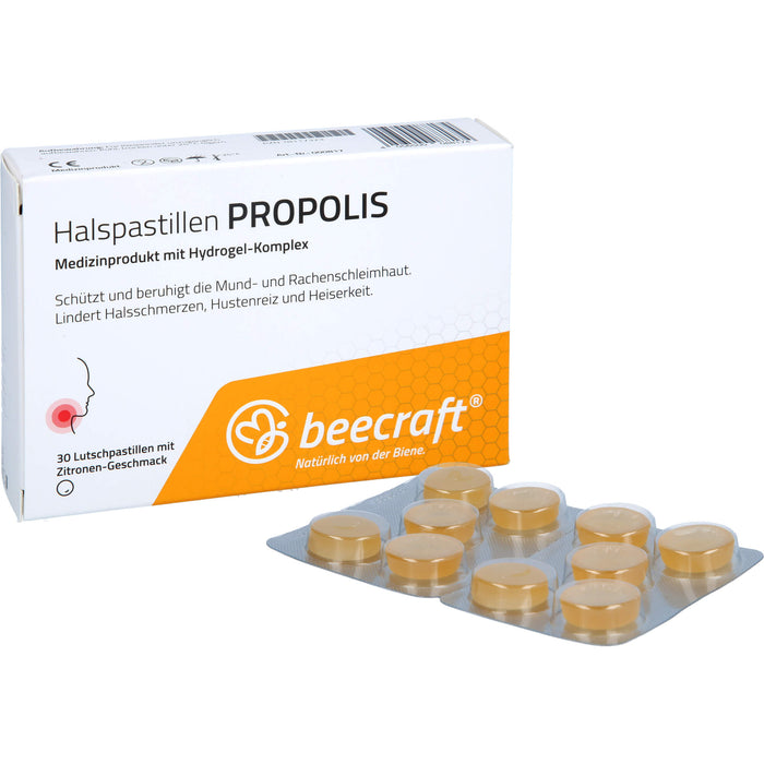 Beecraft Halspastillen Propolis schützt und beruhigt die Mund- und Rachenschleimhaut, 30 pc Pastilles