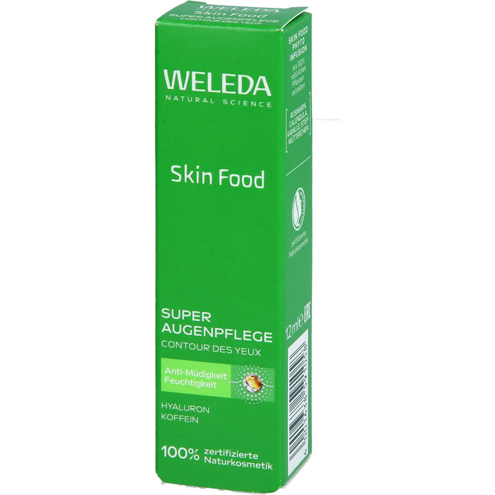 WELEDA Skin Food Super Augenpflege Creme mit Koffein und Hyaluronsäure, reduziert Augenringe und Schwellungen, 12 ml Crème
