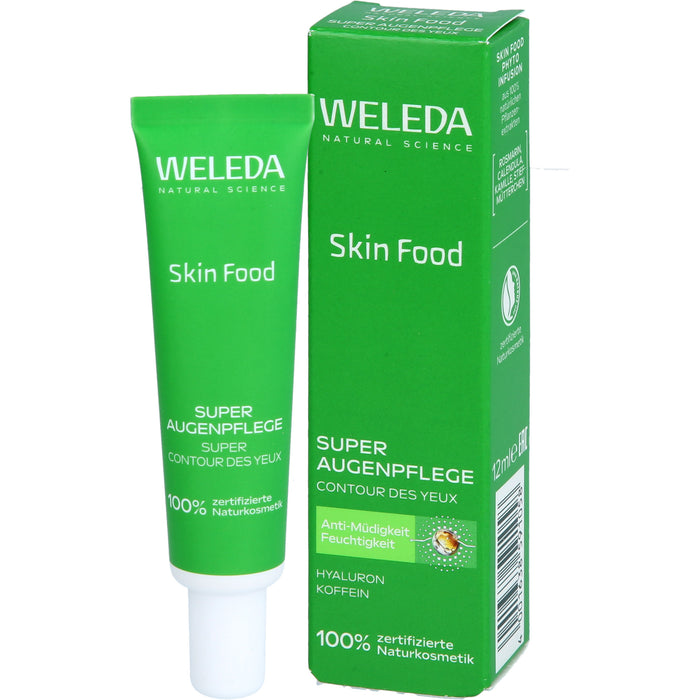 WELEDA Skin Food Super Augenpflege Creme mit Koffein und Hyaluronsäure, reduziert Augenringe und Schwellungen, 12 ml Crème