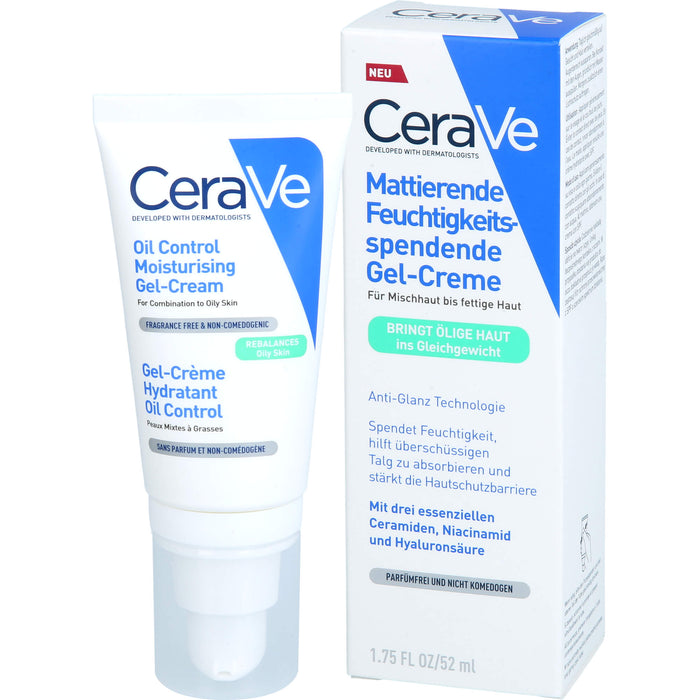 CeraVe mattierende feuchtigkeitsspendende Gel-Creme für Mischhaut bis fettige Haut, 52 ml Crème