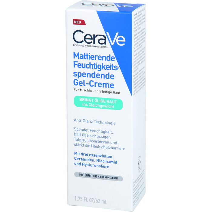 CeraVe mattierende feuchtigkeitsspendende Gel-Creme für Mischhaut bis fettige Haut, 52 ml Crème