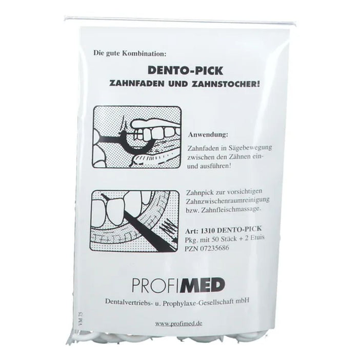 DENTO PICK ZAHNPICK MIT ZAHNSEIDE +2ETUIS, 50 pc Fil dentaire