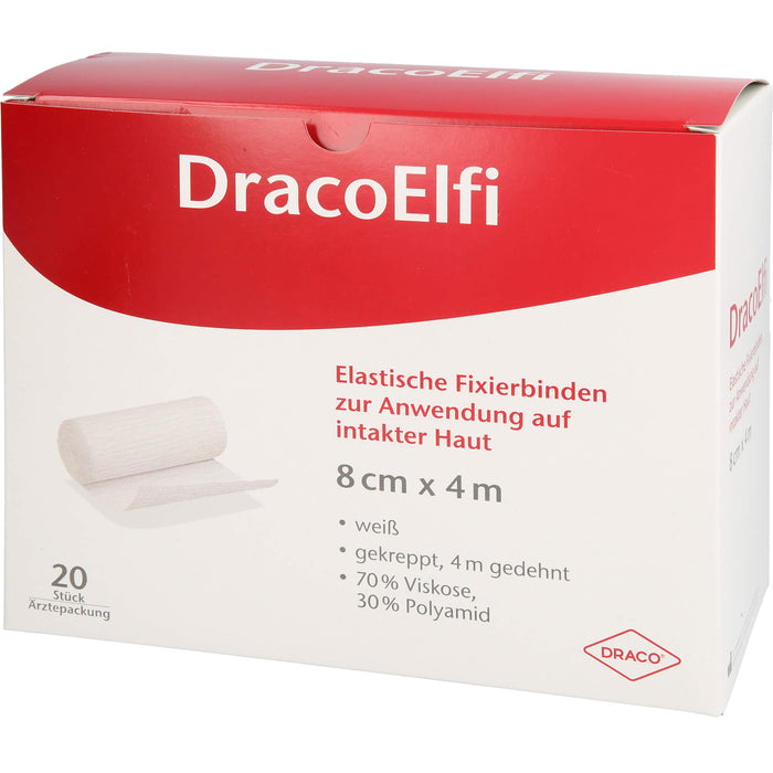 DRACO ELFI elastische Fixierbinde gekreppt 4 m x 8 cm weiß, 20 pc Bandage