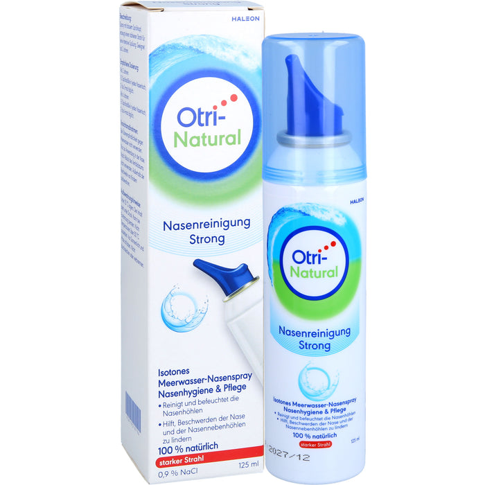 OtriNatural Nasenreinigung Strong isotones Meerwasser Nasenspray mit starkem Strahl, 125 ml Solution
