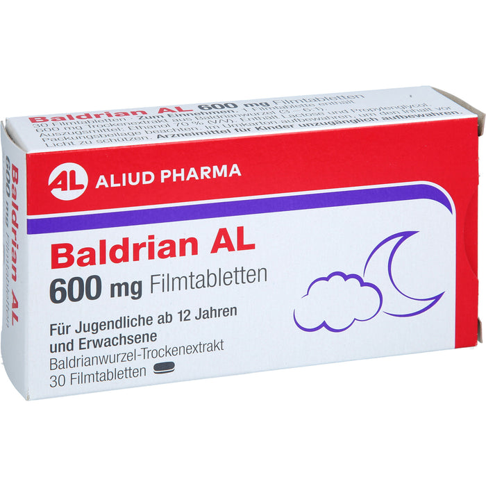ALIUD PHARMA Baldrian AL 600 mg Filmtabletten zur Linderung von leichter nervöser Anspannung und Schlafstörungen, 30 pc Tablettes