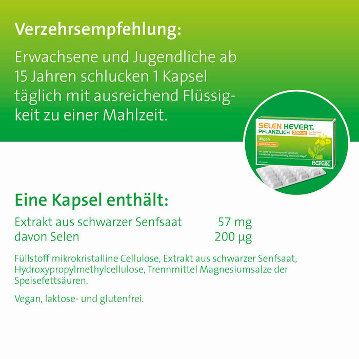 Selen Hevert pflanzlich 200 µg Kapseln, 60 pc Capsules