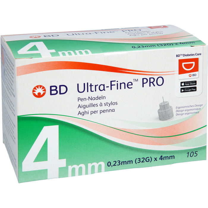 BD Ultra-Fine PRO 4 mm, 0,23 mm (32G) Pen-Nadeln, 14 St. Packung