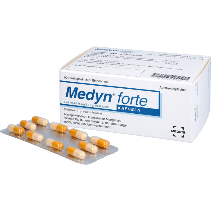 Medyn forte Kapseln bei nachgewiesener, kombinierter Mangel an B6, B12 und Folsäure, 90 pcs. Capsules
